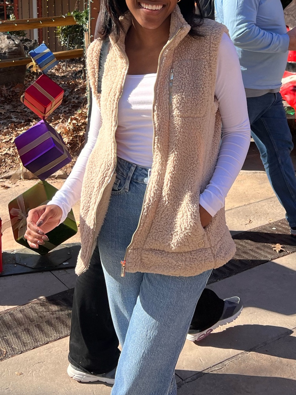 Calvin Klein Tan Sherpa Teddy Zip Vest